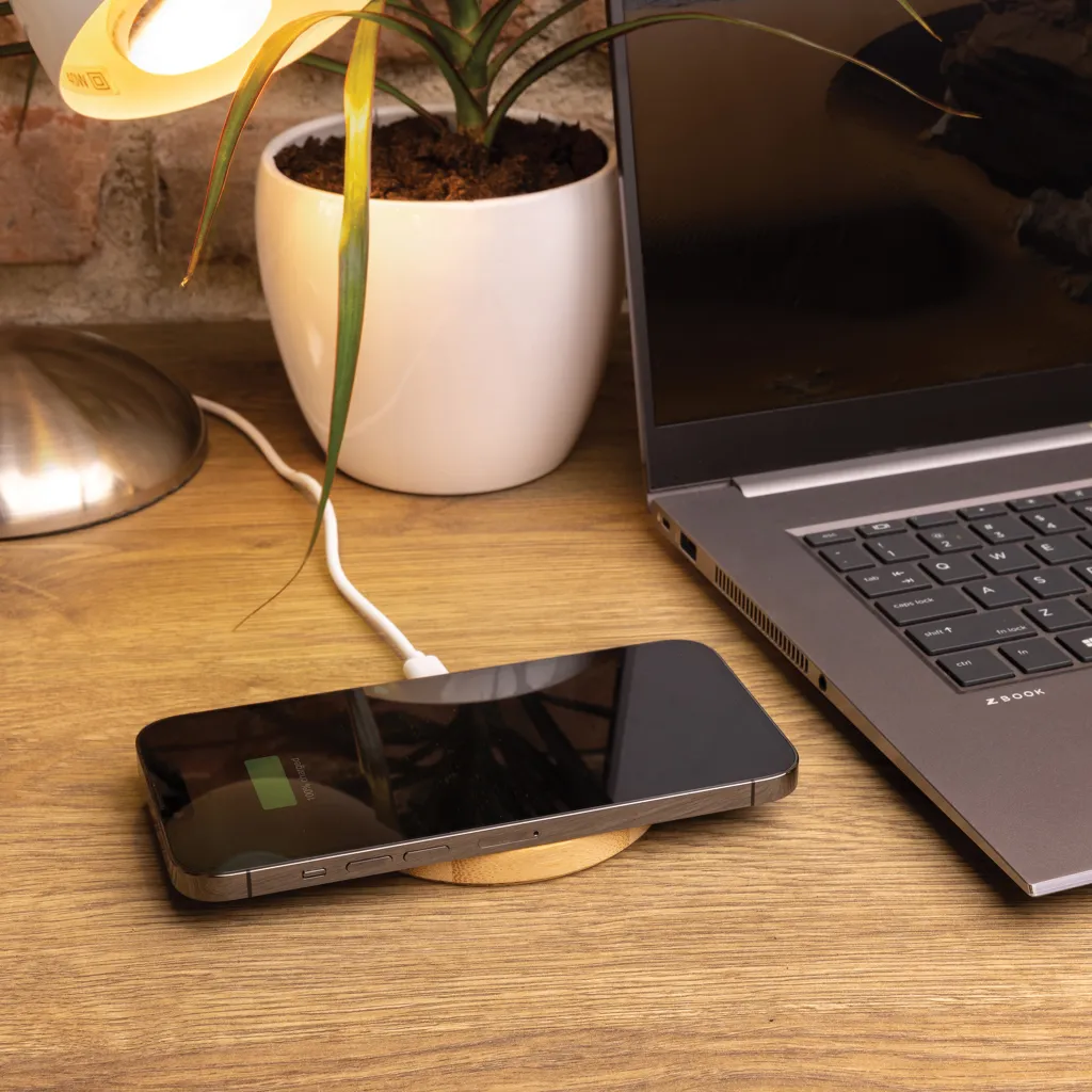 15W Bambus Wireless Charger, braun – Bild 2