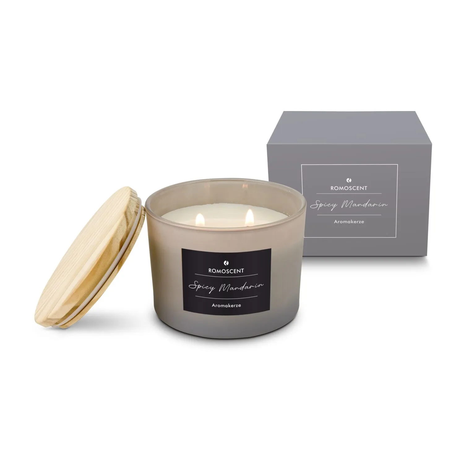 ROMOSCENT® Aromakerze Spicy Mandarin, grau – Bild 5