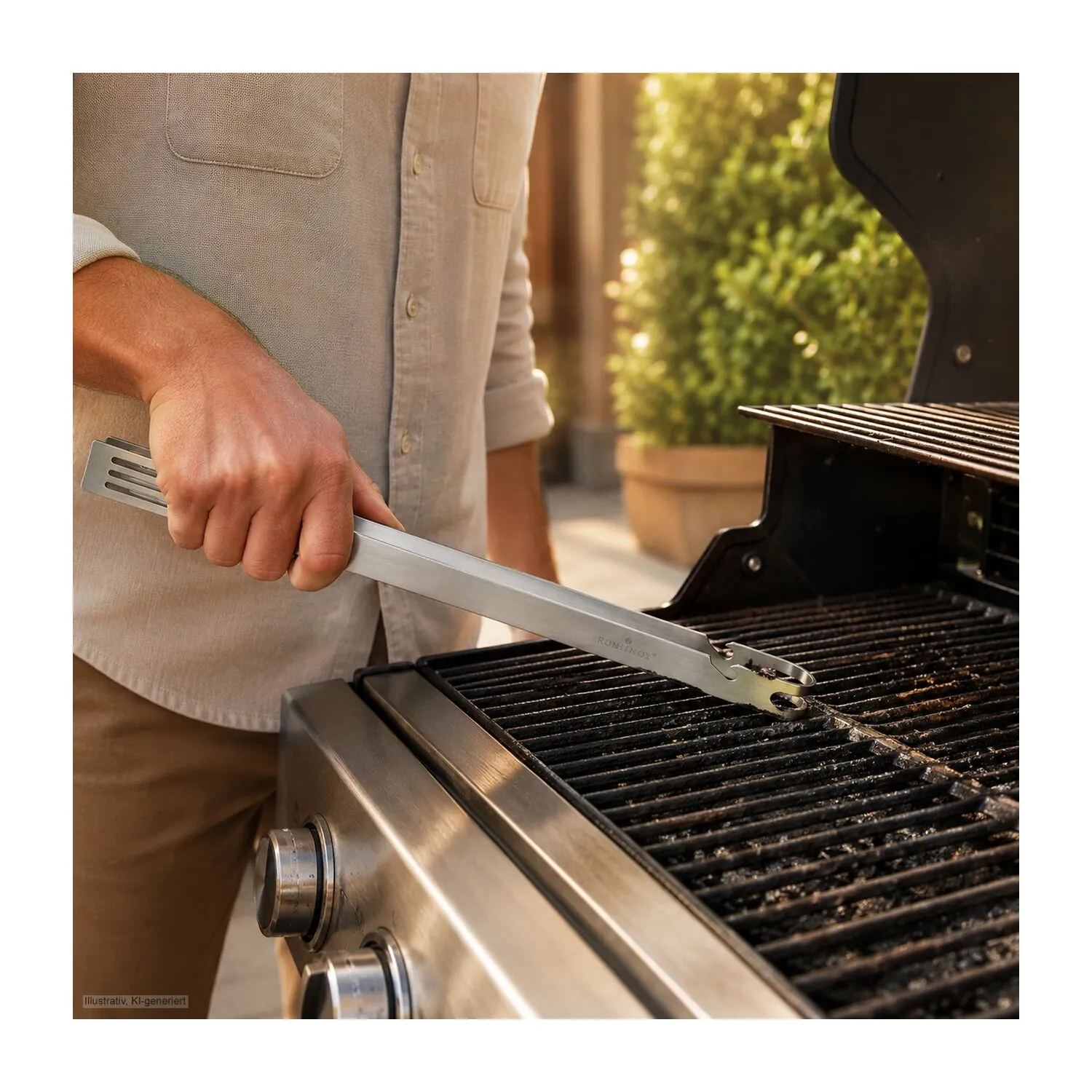 ROMINOX® Grillzange // BBQ 5in1, silber – Bild 6