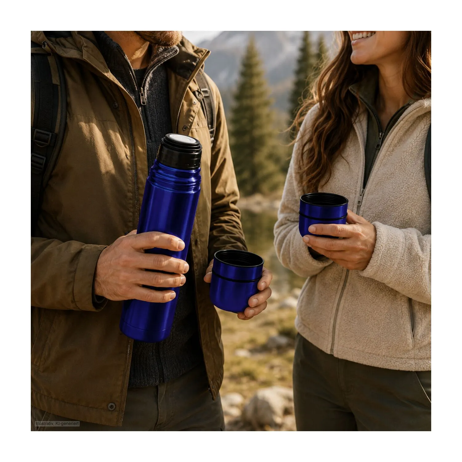 ROMINOX® Isolierkanne // Cup in Cup - mit 2 Deckeln - Silber, silber – Bild 7