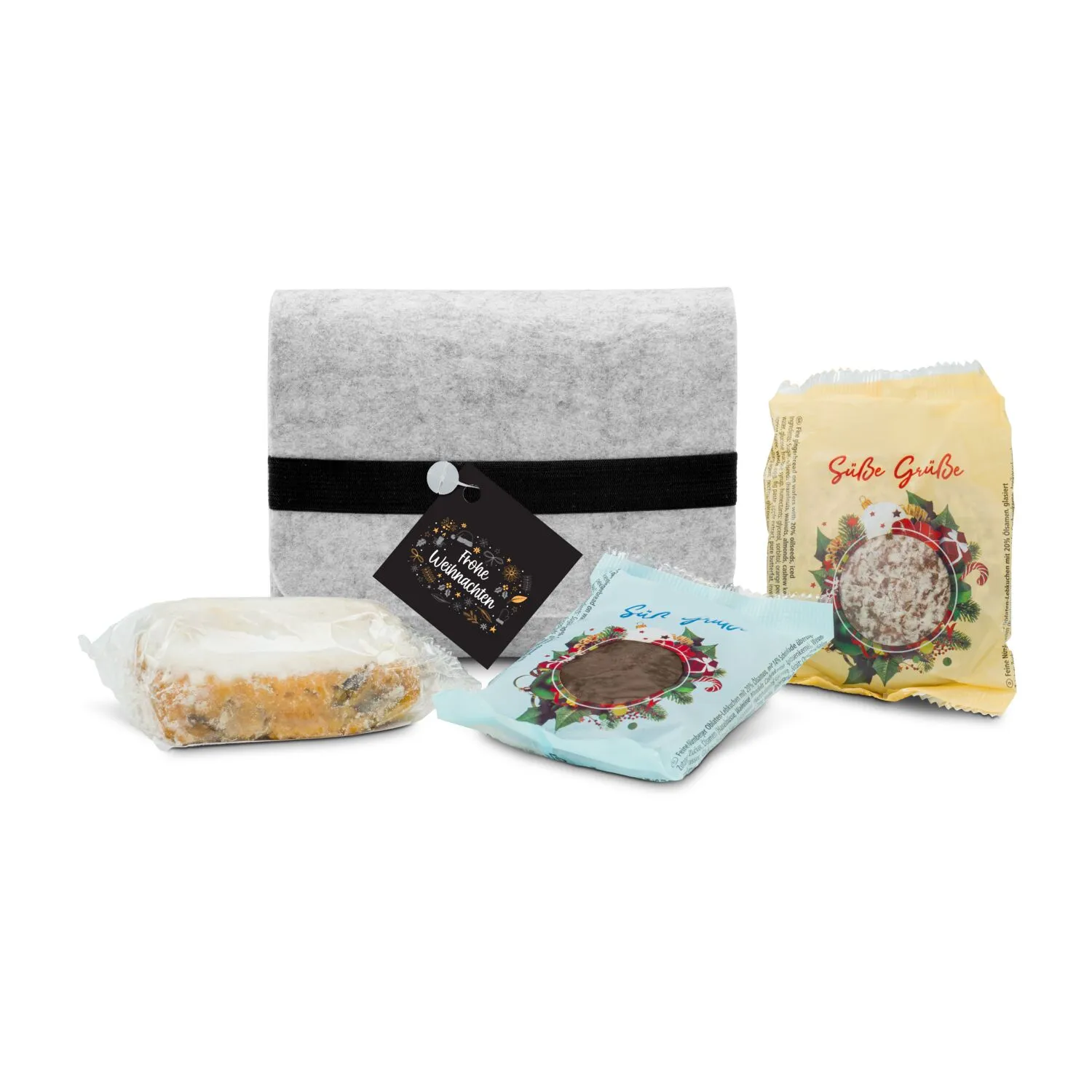 Geschenkset / Präsenteset: Filztasche mit Gebäck, grau – Bild 2