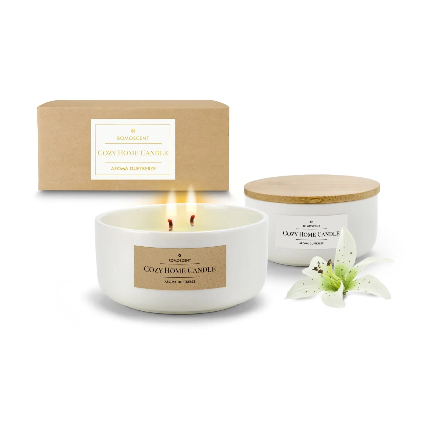 ROMOSCENT® Aromakerze Cozy Home, weiß – Bild 2
