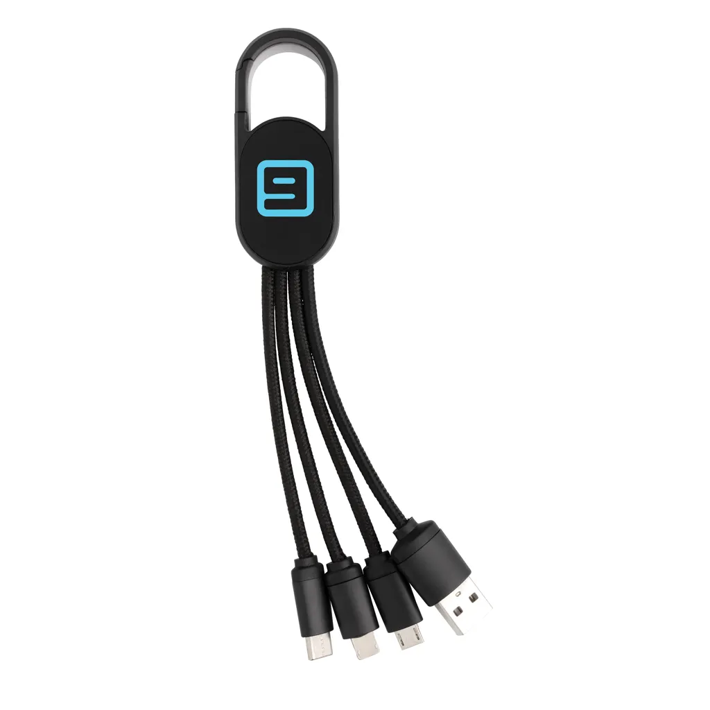 4-in-1 Kabel mit Karabiner-Clip, schwarz – Bild 2