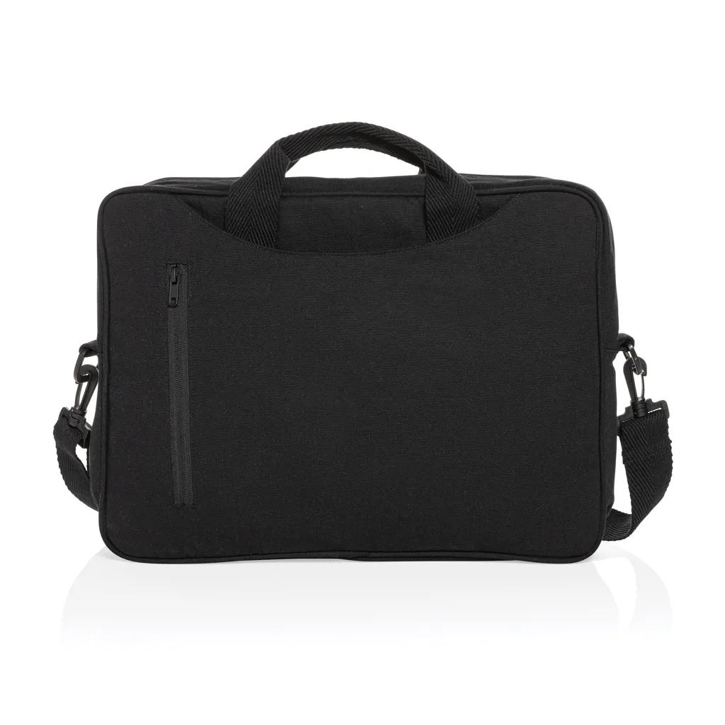 Laluka AWARE™ 15.4" Laptop-Tasche aus recycelter Baumwolle, schwarz – Bild 2