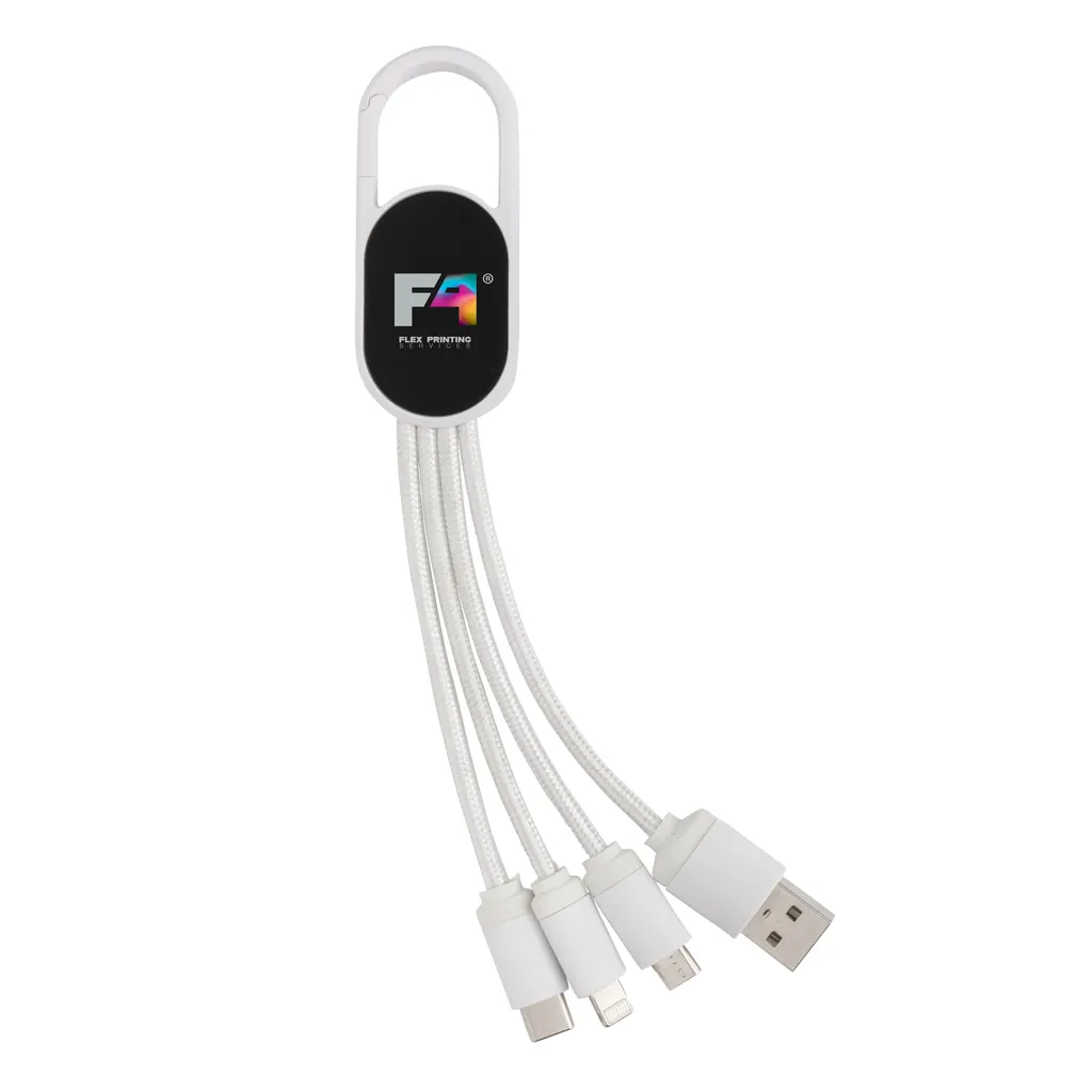 4-in-1 Kabel mit Karabiner-Clip, weiß – Bild 2