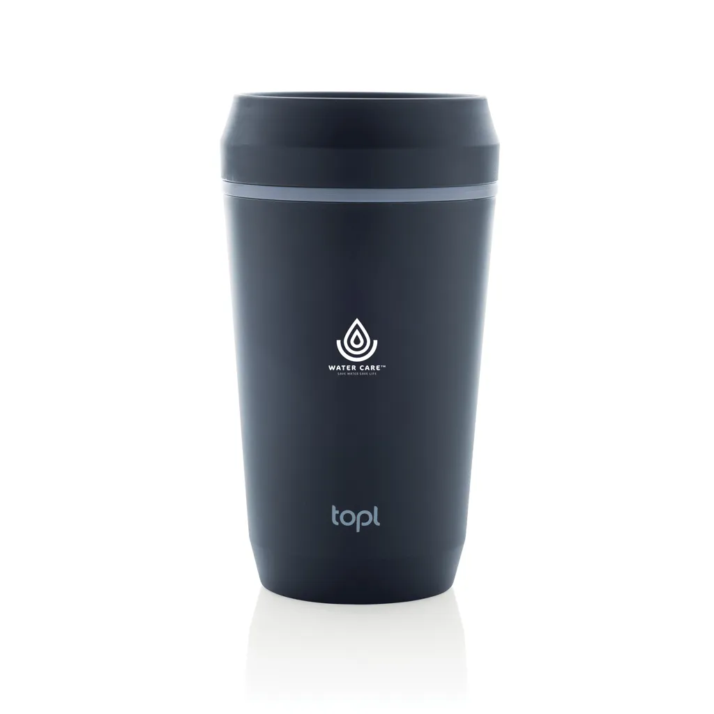 Topl-Becher aus rec. Kunststoff mit 360-Grad-Deckel 354ml, navy blau – Bild 4
