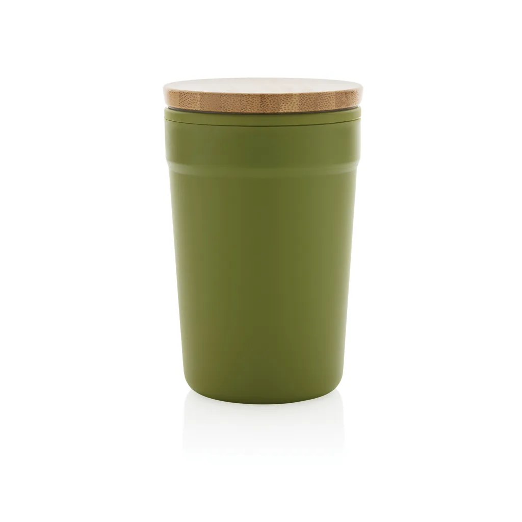 GRS rPP-Becher mit Bambusdeckel, grün – Bild 2