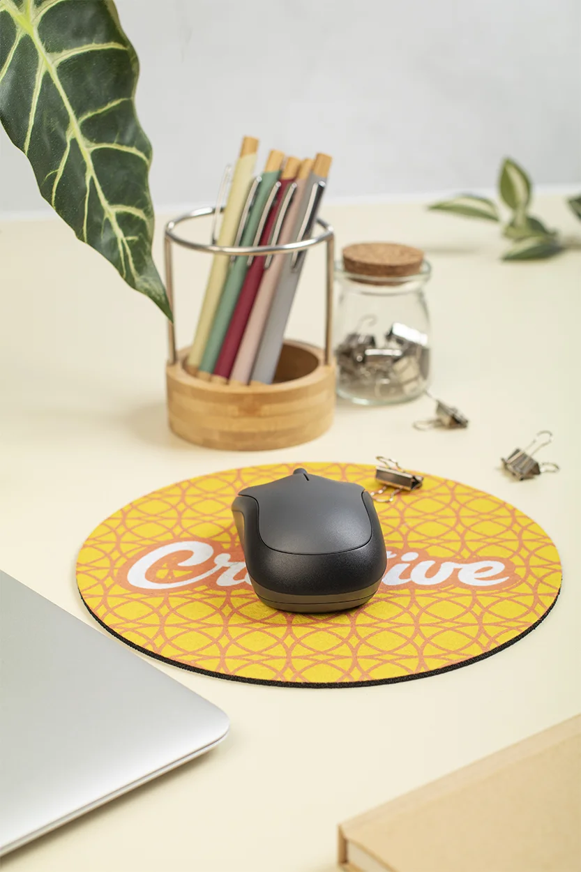 RPET Mauspad CreaFelt Cursor Round, weiß – Bild 7