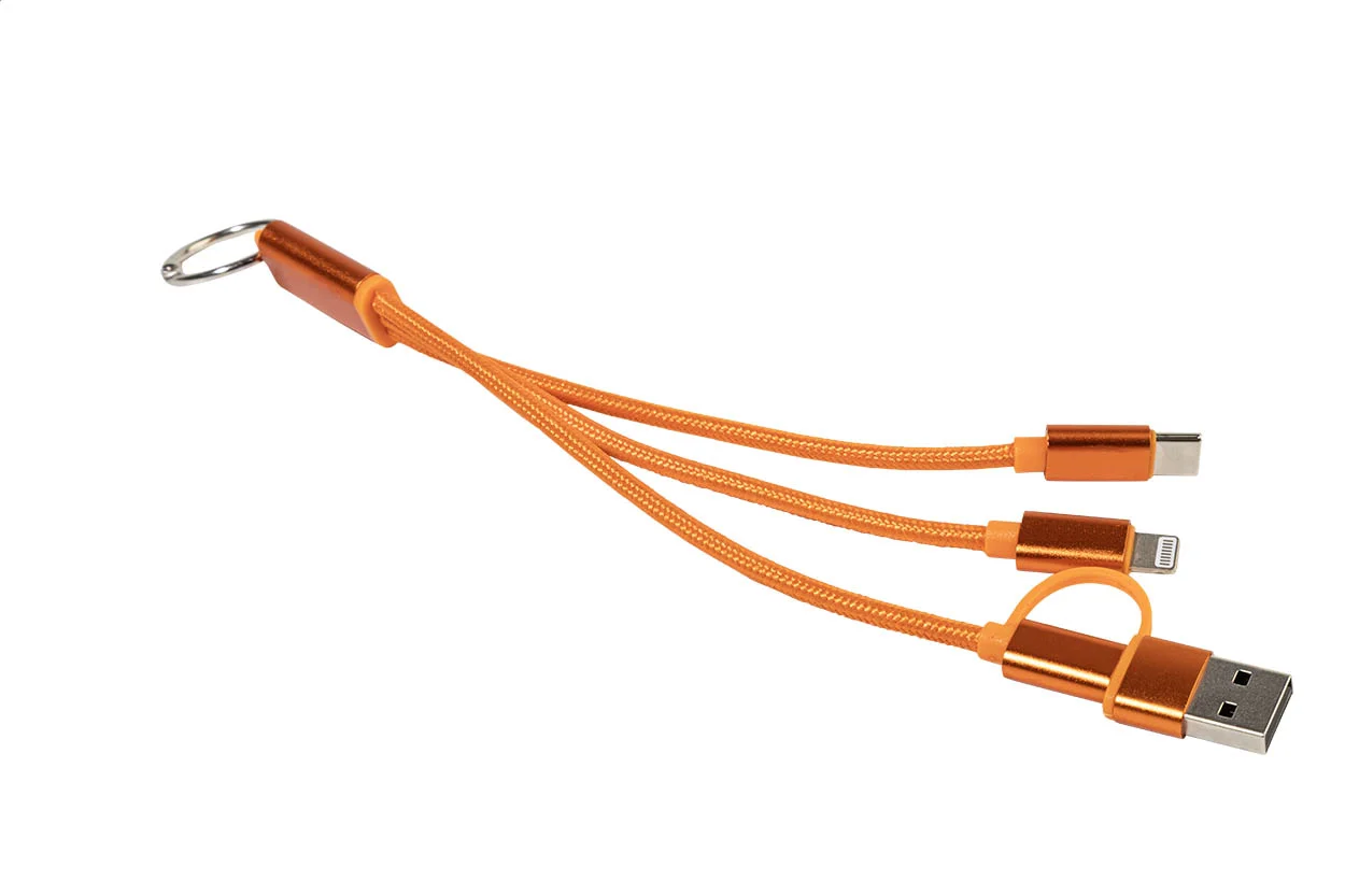 USB-Ladekabel Rafob mit Schlüsselanhänger, orange – Bild 4