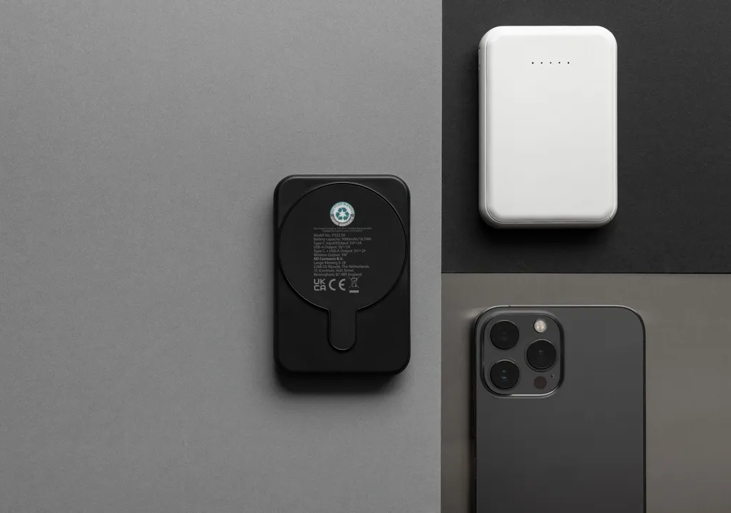 Stellar 5.000mAh 5W magnetische Powerbank aus RCS rec. ABS, schwarz – Bild 9