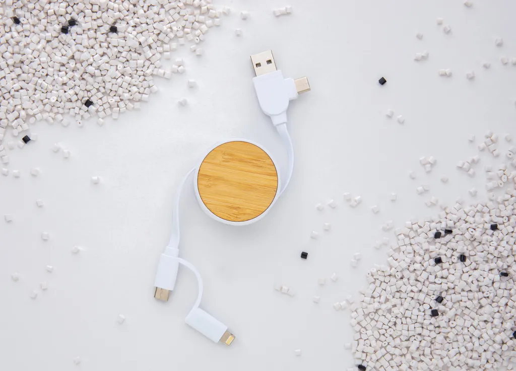 Ontario ausziehb. 4-in-1 Kabel aus RCS recyceltem Kunststoff, weiß – Bild 7
