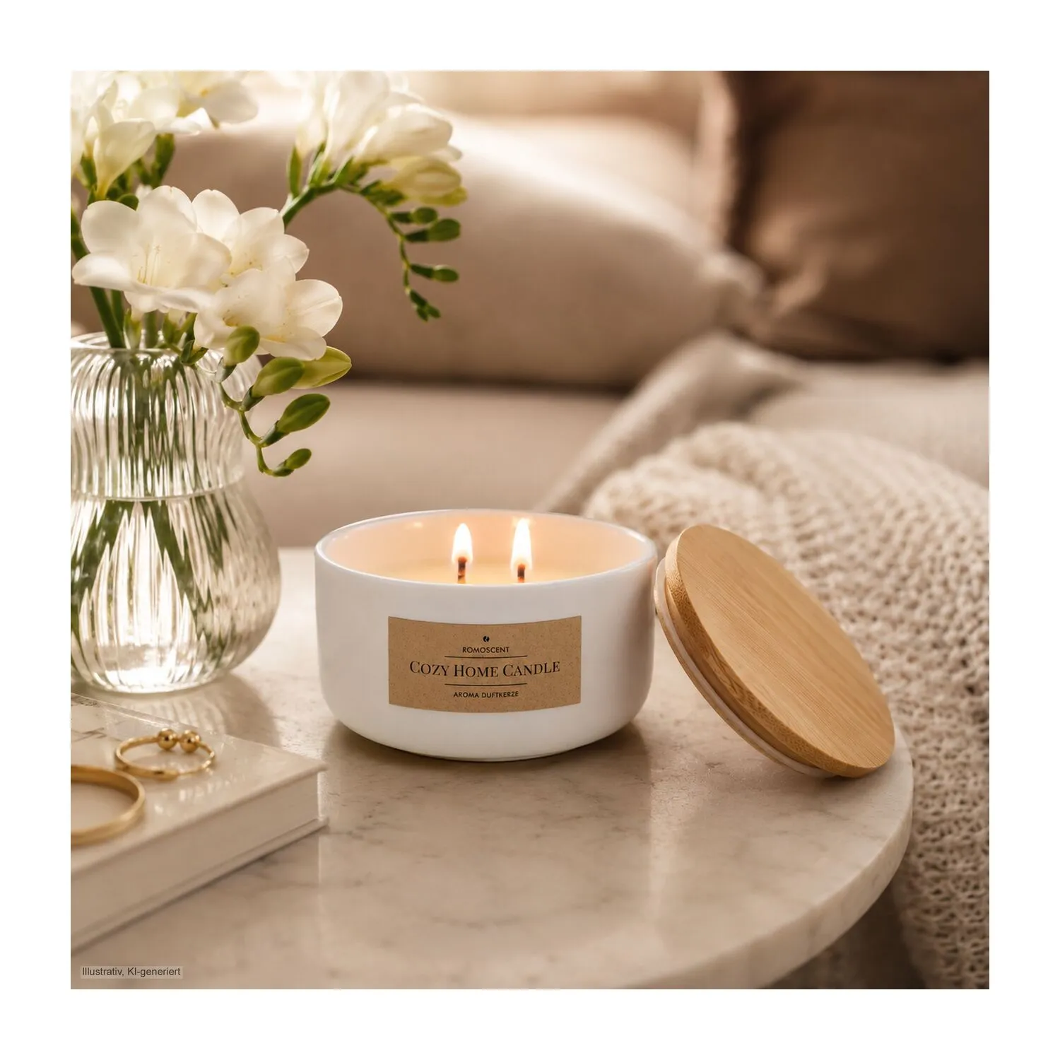 ROMOSCENT® Aromakerze Cozy Home, weiß – Bild 10