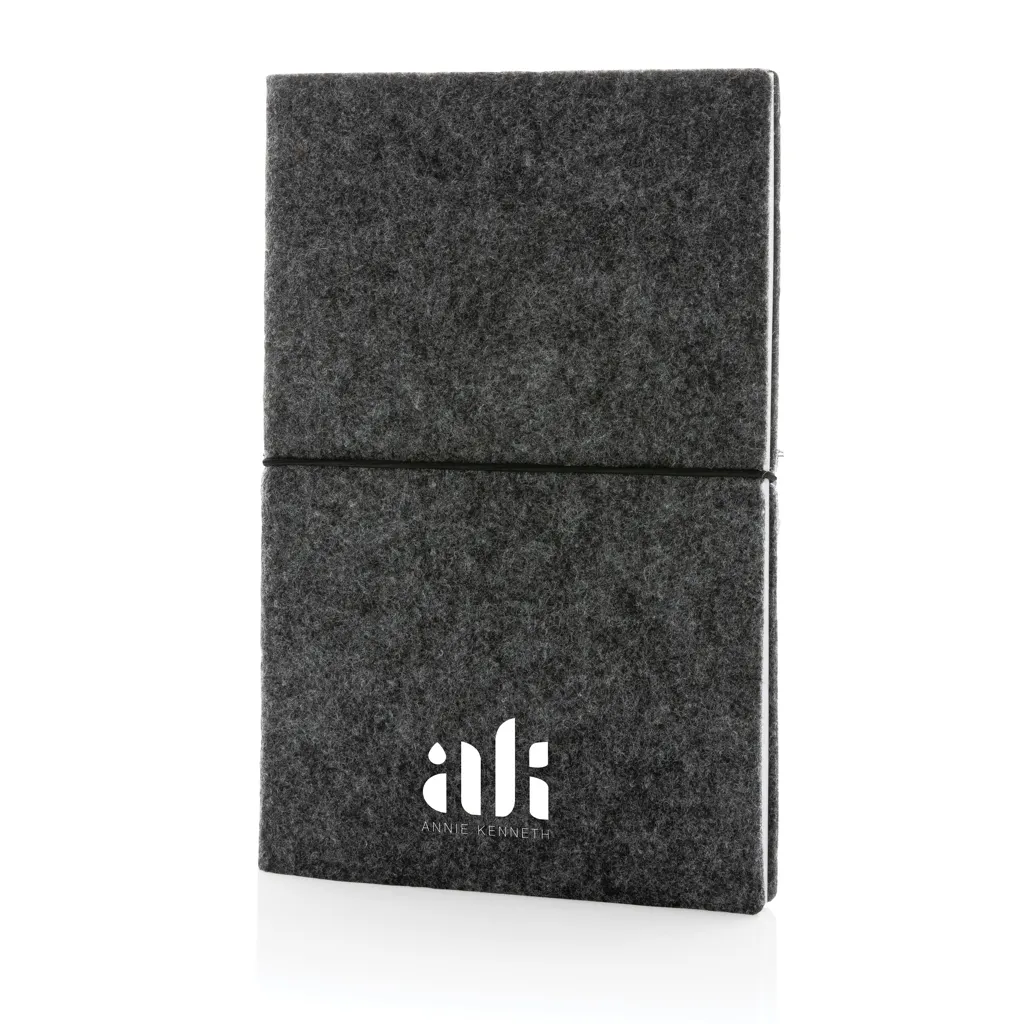 A5-Softcover-Notizbuch aus GRS zertifiert recyceltem Filz, schwarz – Bild 5