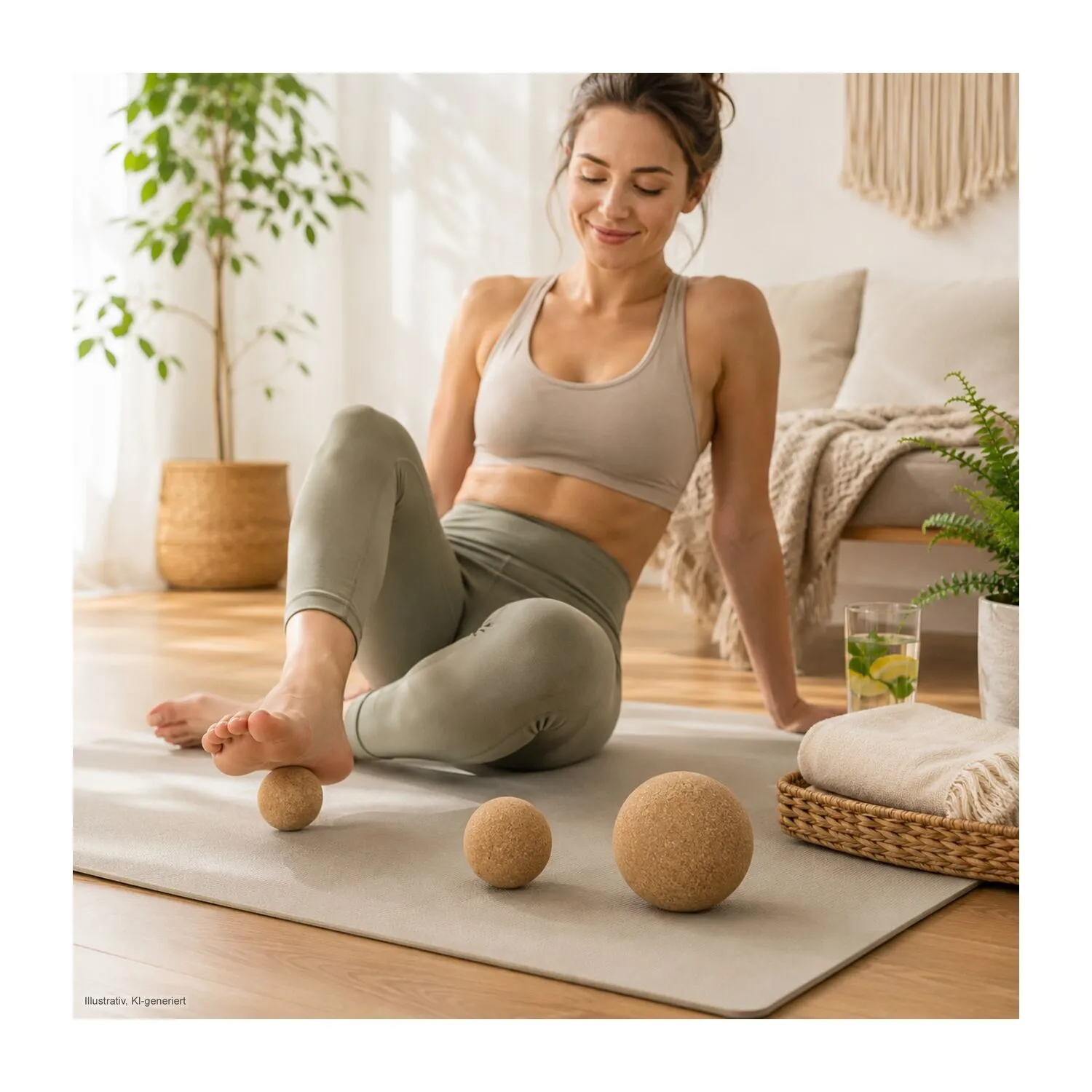 Massagebälle Cork, 3er Set Faszienbälle in verschiedenen Größen, braun – Bild 12