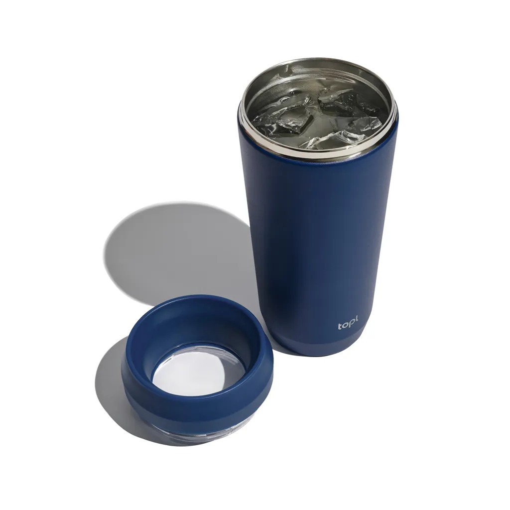 Topl-Trinkbecher aus rec. Stahl mit 360-Grad-Deckel 354ml, navy blau – Bild 2