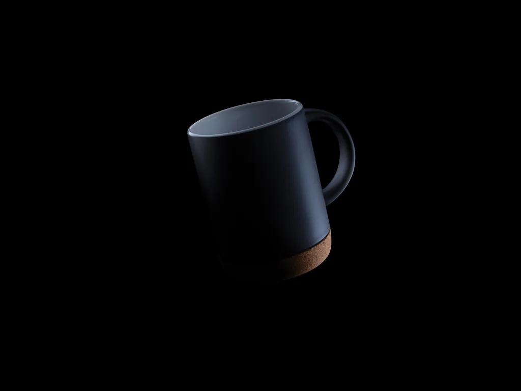 Keramikbecher mit Korkboden, 280ml, schwarz – Bild 4