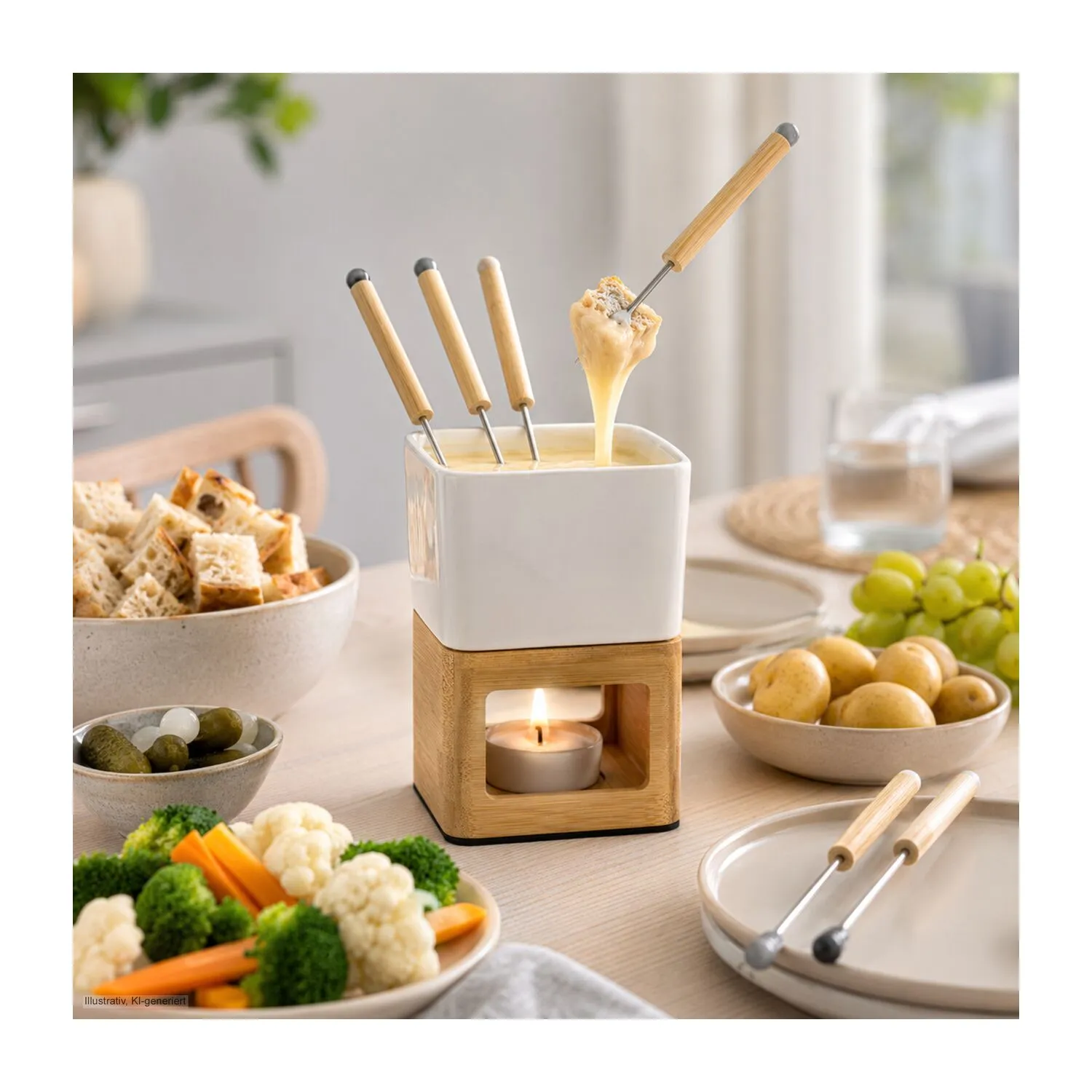 Geschenkset / Präsenteset: Schokofondue im Beutel, grau – Bild 14