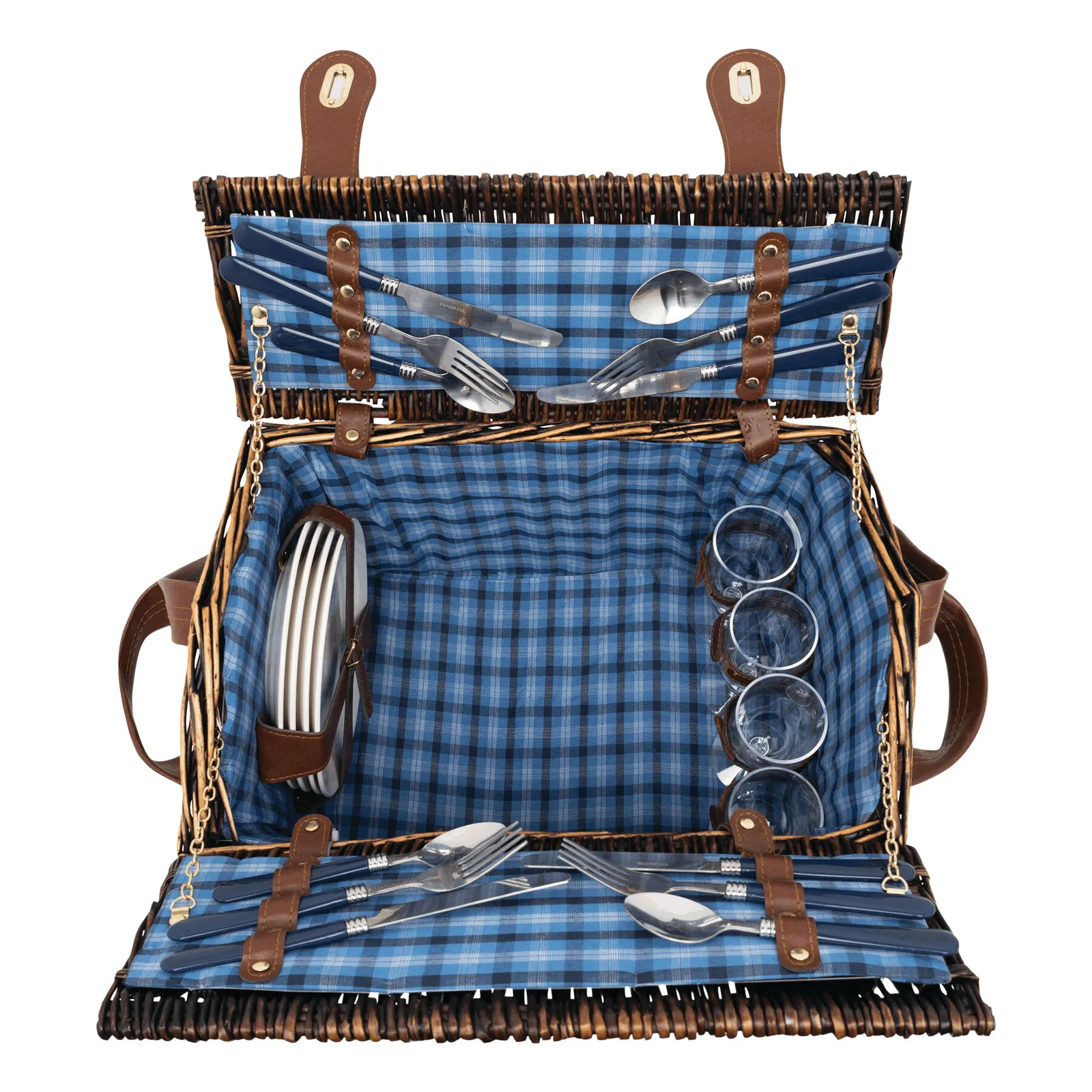 SUMMERTIME - Weiden-Picknickkorb blau, blau – Bild 3