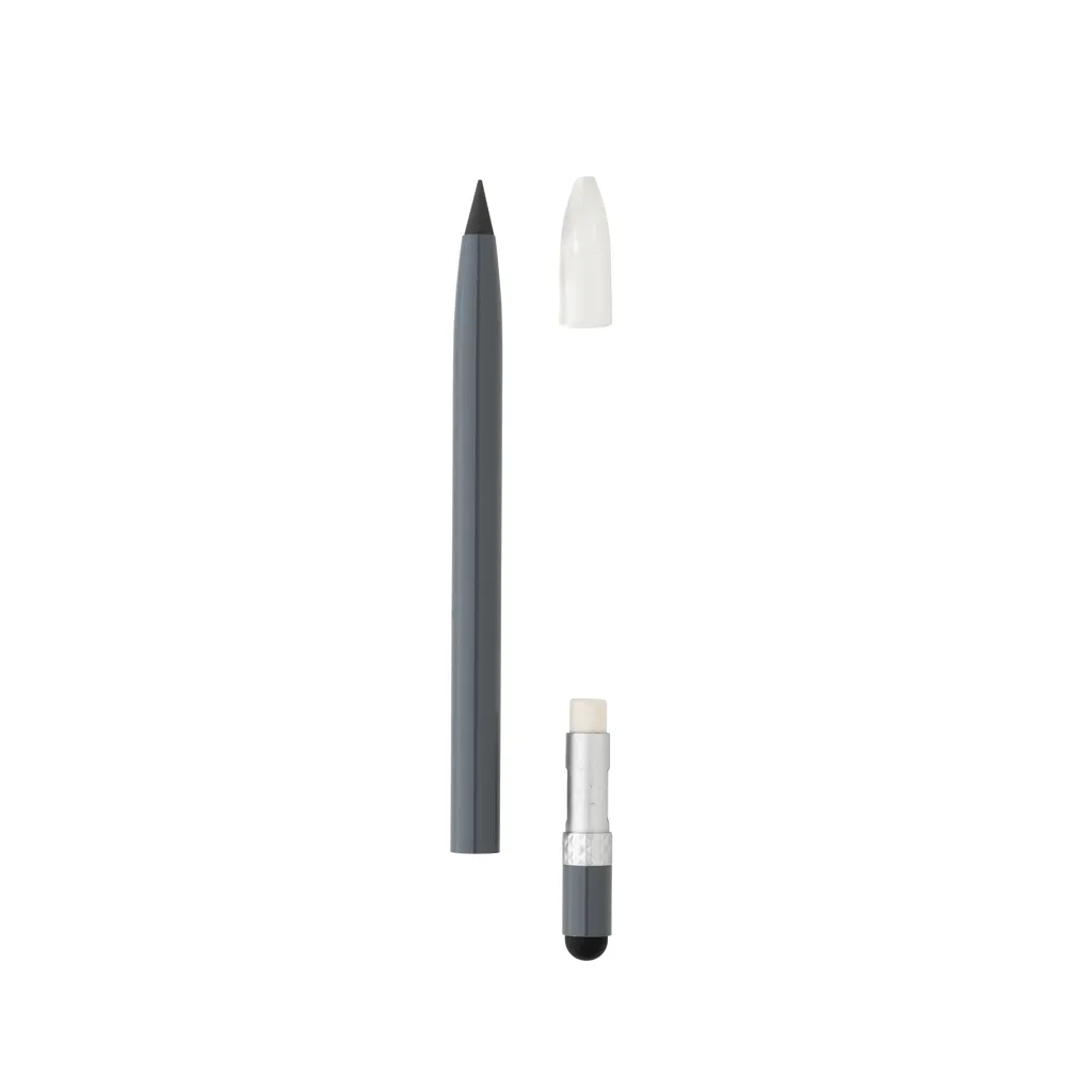 Tintenloser Stift aus Aluminium mit Radiergummi, grau – Bild 2