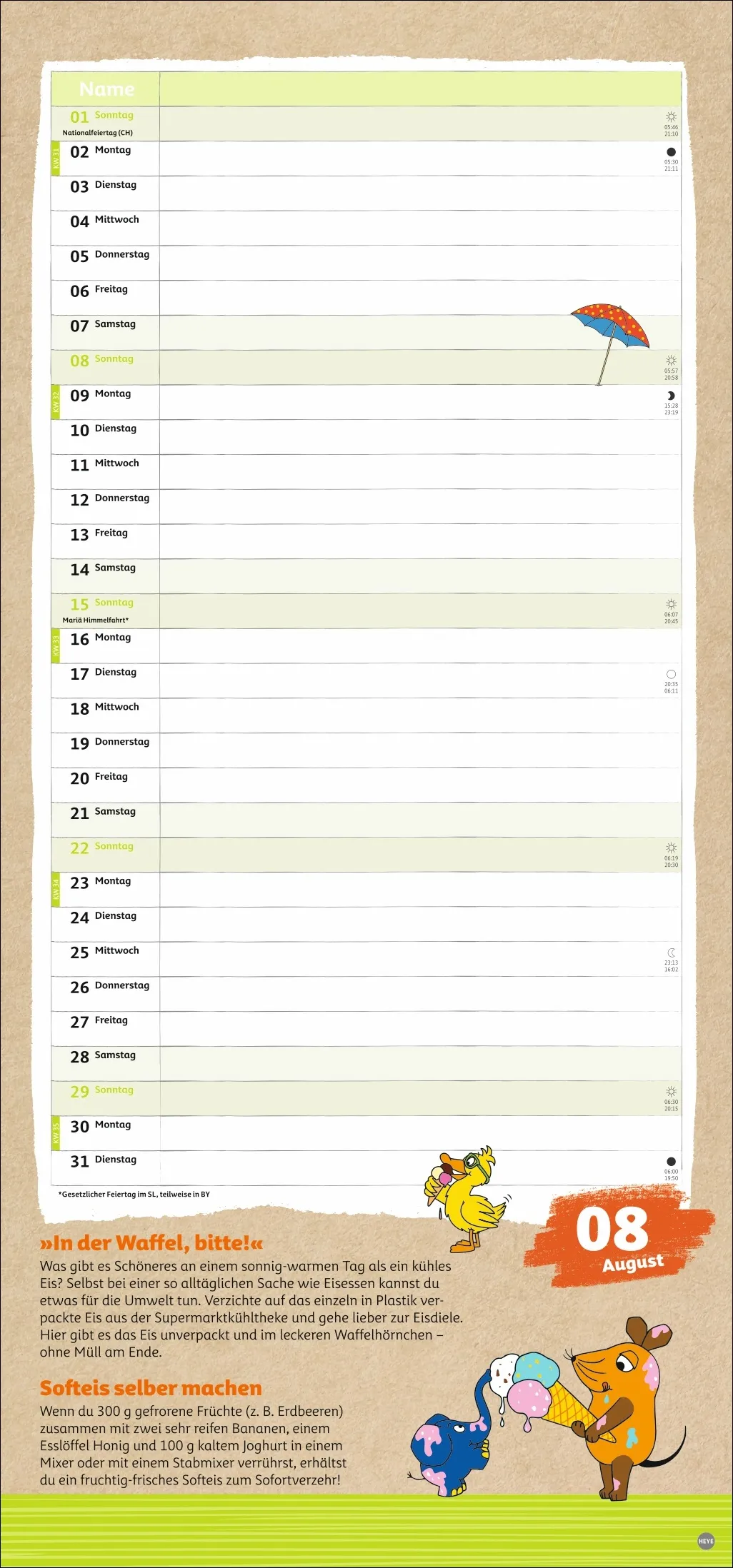 Nachhaltig Planen mit der Maus Wandkalender 2027 – Bild 9