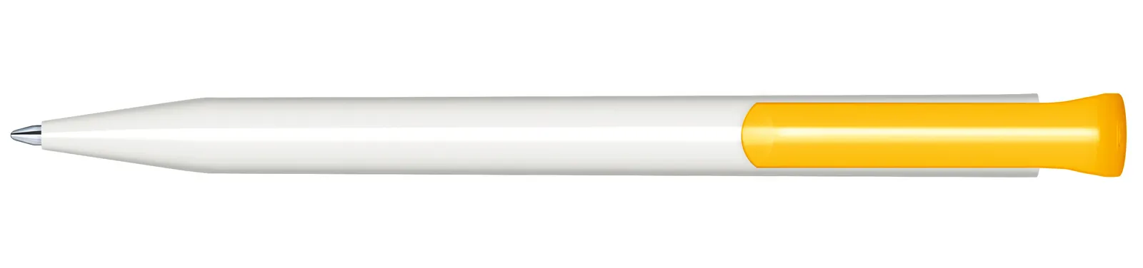 Super Hit Polished Basic Druckkugelschreiber, Weiß - Gelb 7408 – Bild 3