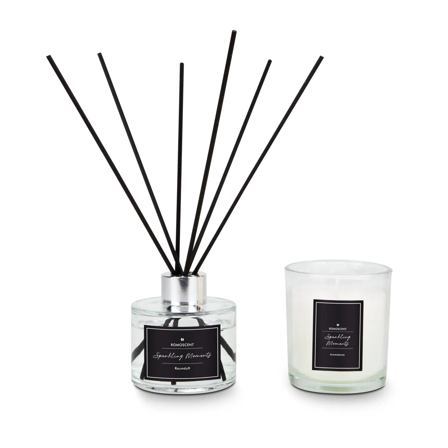 ROMOSCENT® Aroma-Set Sparkling Moments, Raumduft & Aromakerze, schwarz-weiß – Bild 3