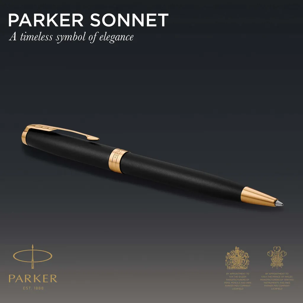 Parker SONNET Stift mattschwarz mit Palladium-Verzierungen, gold – Bild 5