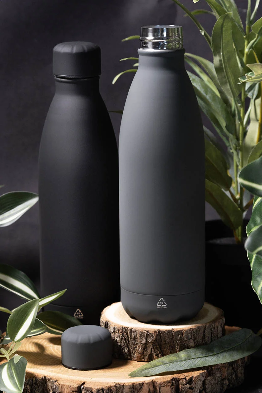 Flasche Refill Soft aus recyceltem Edelstahl, grau – Bild 4