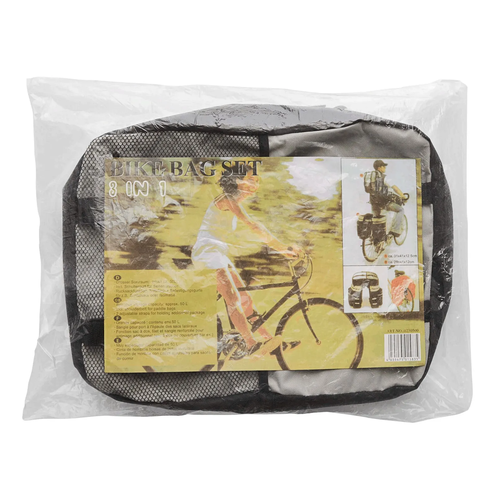 BIKE - Fahrrad-Packtaschenset 3-teilig grau, schwarz, grau, schwarz – Bild 7