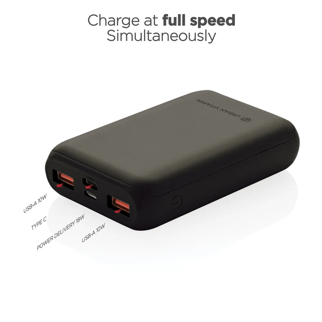 Urban Vitamin Alameda 10.000mAh 18W PD Powerbank, schwarz – Bild 2