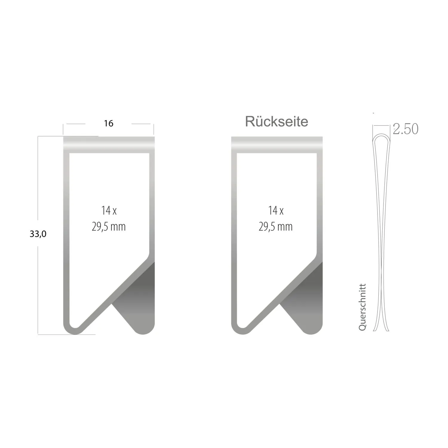 ROMINOX® Mehrweg-Büroklammer X Clip XL, idealer Mailingartikel für Dokumente, bis zu 16 Seiten Klemmkraft, silber – Bild 6