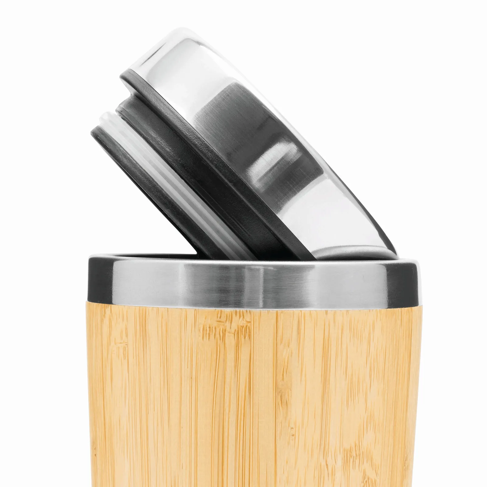 BAMBOO DRINK - Isolierbecher braun, silber, braun, silber – Bild 4