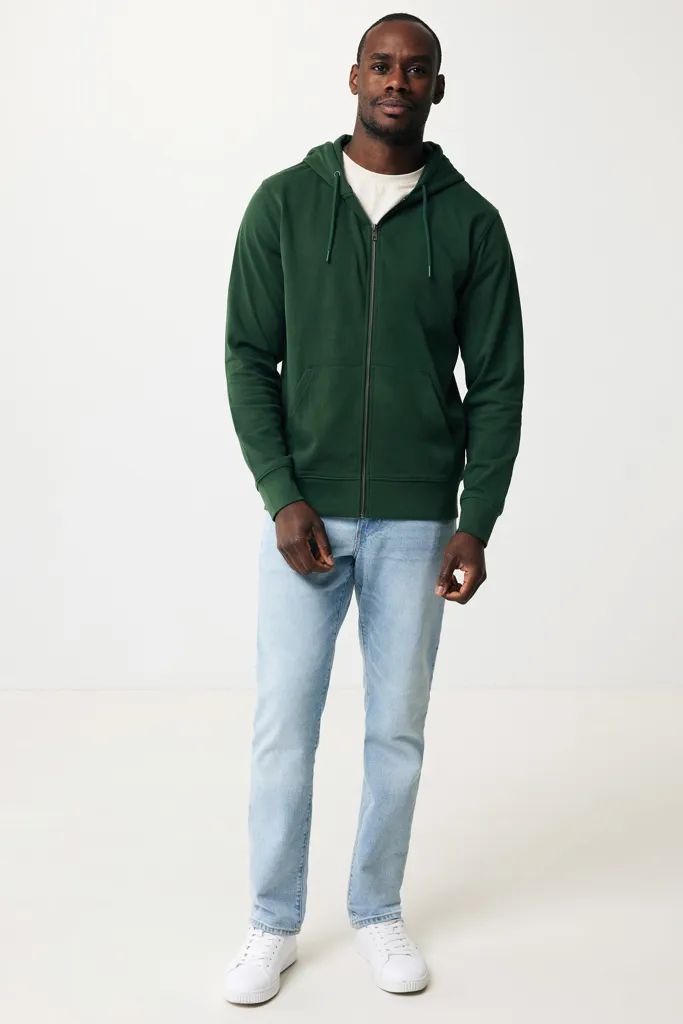 IQONIQ Abisko Zip-Kapuzenpullover aus recycelter Baumwolle, forest green – Bild 4