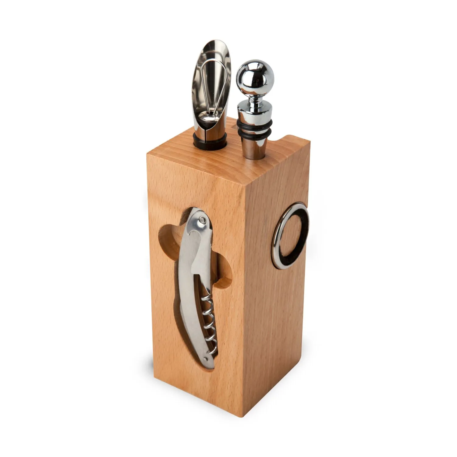 Geschenkset / Präsenteset: Buche-Block mit Wein, orange – Bild 2