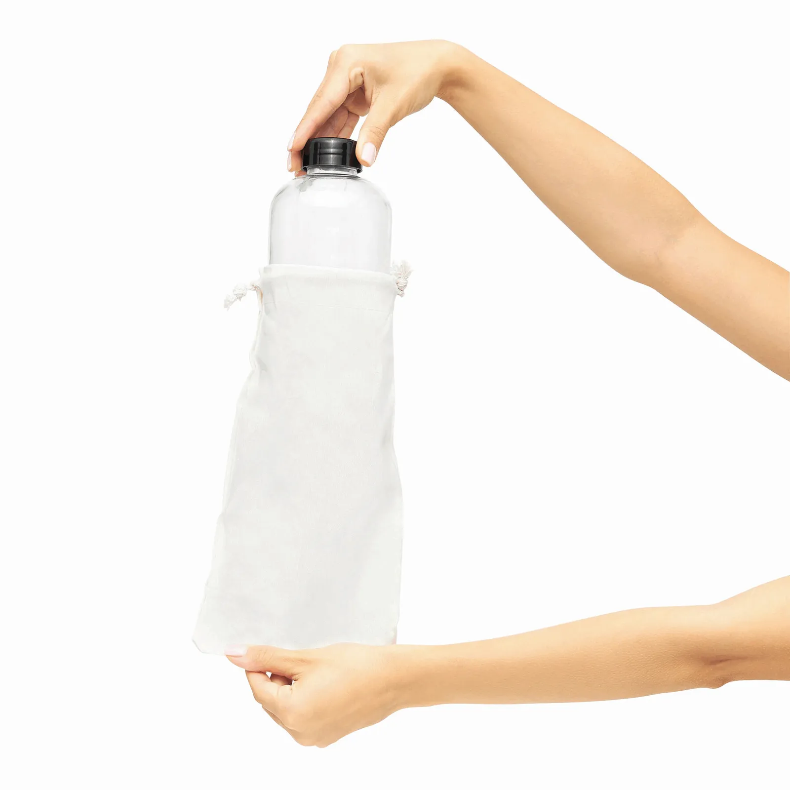 DRINK HEALTHY - Glas-Trinkflasche schwarz, transparent, schwarz, transparent – Bild 8