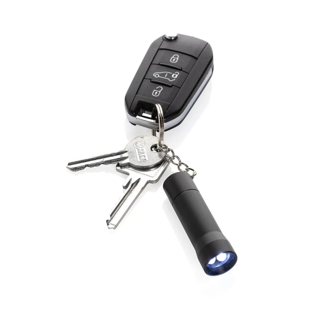 Flash Schlüsselanhänger-Taschenlampe aus RCS rec. Aluminium, schwarz – Bild 2