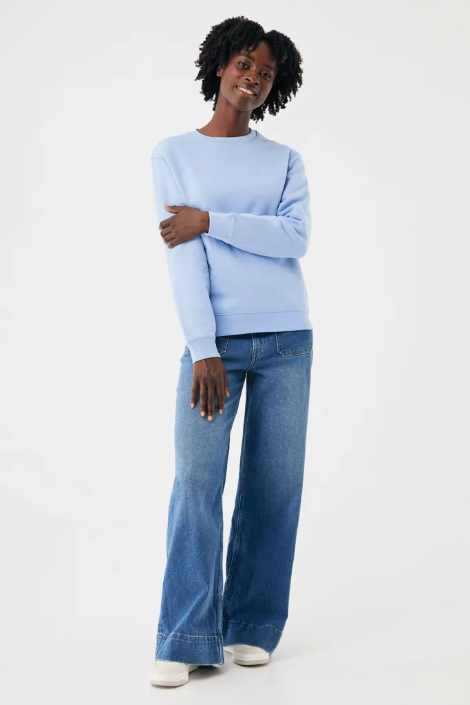 IQONIQ Torla Rundhals-Pullover aus recycelter Baumwolle, sky blue – Bild 5