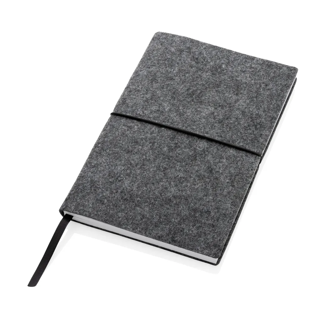 A5-Softcover-Notizbuch aus GRS zertifiert recyceltem Filz, schwarz – Bild 2