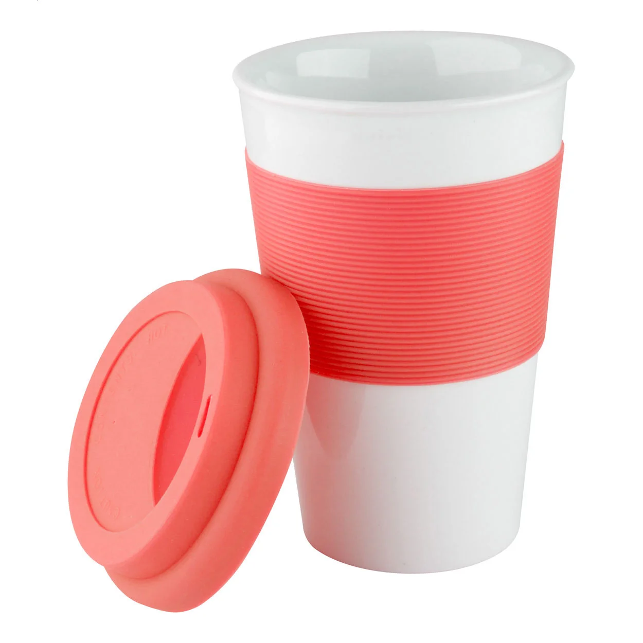 Coffee-To-Go-Becher Soft Touch, rot, weiß – Bild 2