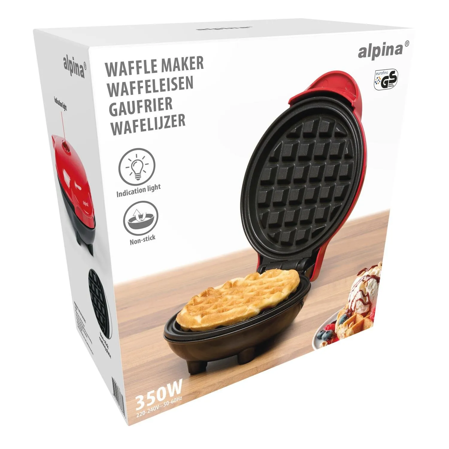 ALPINA Mini-Waffeleisen 230V 17x13.5x8cm