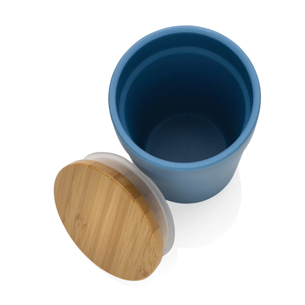 GRS rPP-Becher mit Bambusdeckel, blau – Bild 3