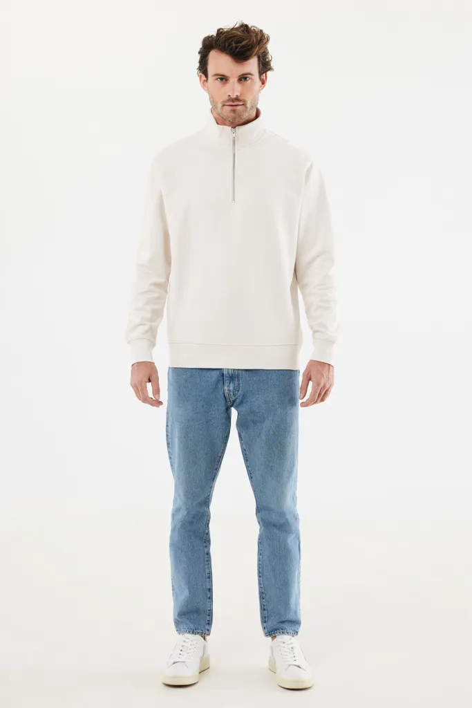 IQONIQ Elgon Quarter-Zip-Sweater aus rec. Baumwolle, ivory white – Bild 5