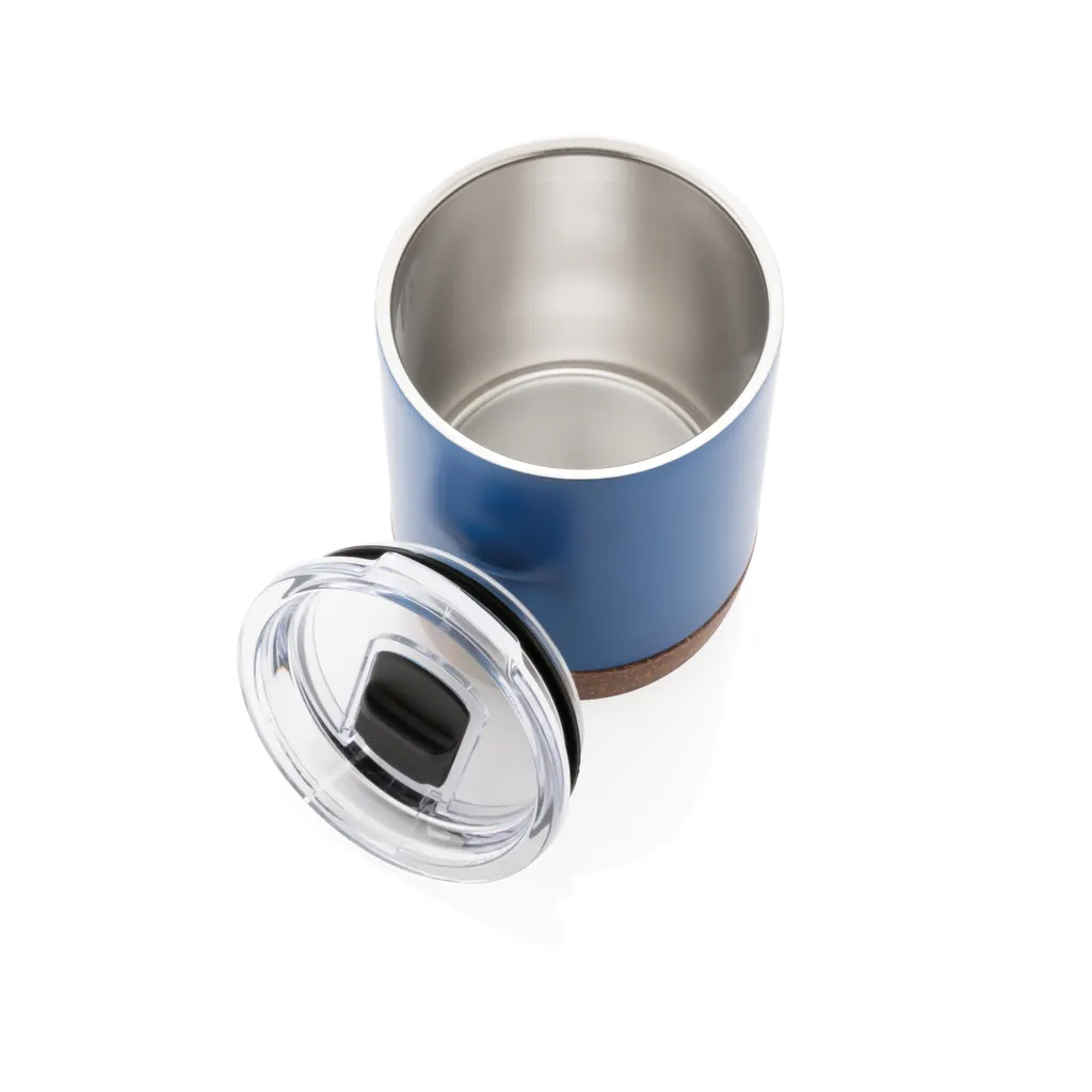 Kleine Vakuum-Kaffeetasse aus RCS rSteel & Kork, blau – Bild 4