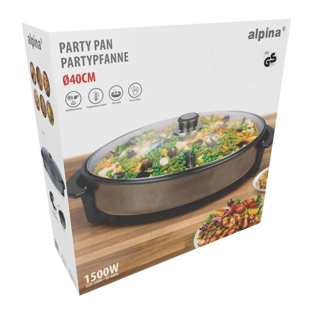 ALPINA Partypfanne 1500W Ø40cm, Schwarz – Bild 2