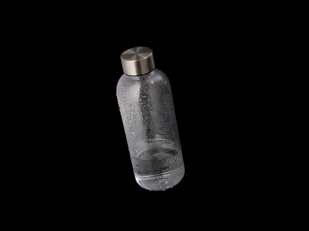 Auslaufsichere Trinkflasche mit Metalldeckel, transparent – Bild 2