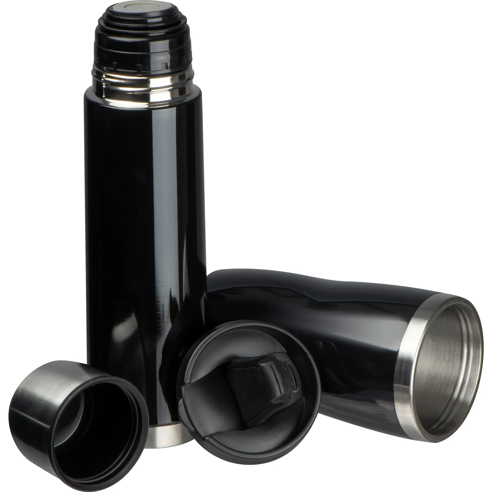 Set aus Isolierflasche und -becher Split, schwarz – Bild 2