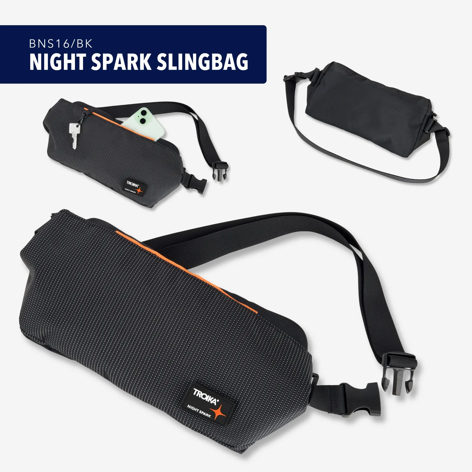 Umhängetasche NIGHT SPARK SLINGBAG, orange/schwarz – Bild 6