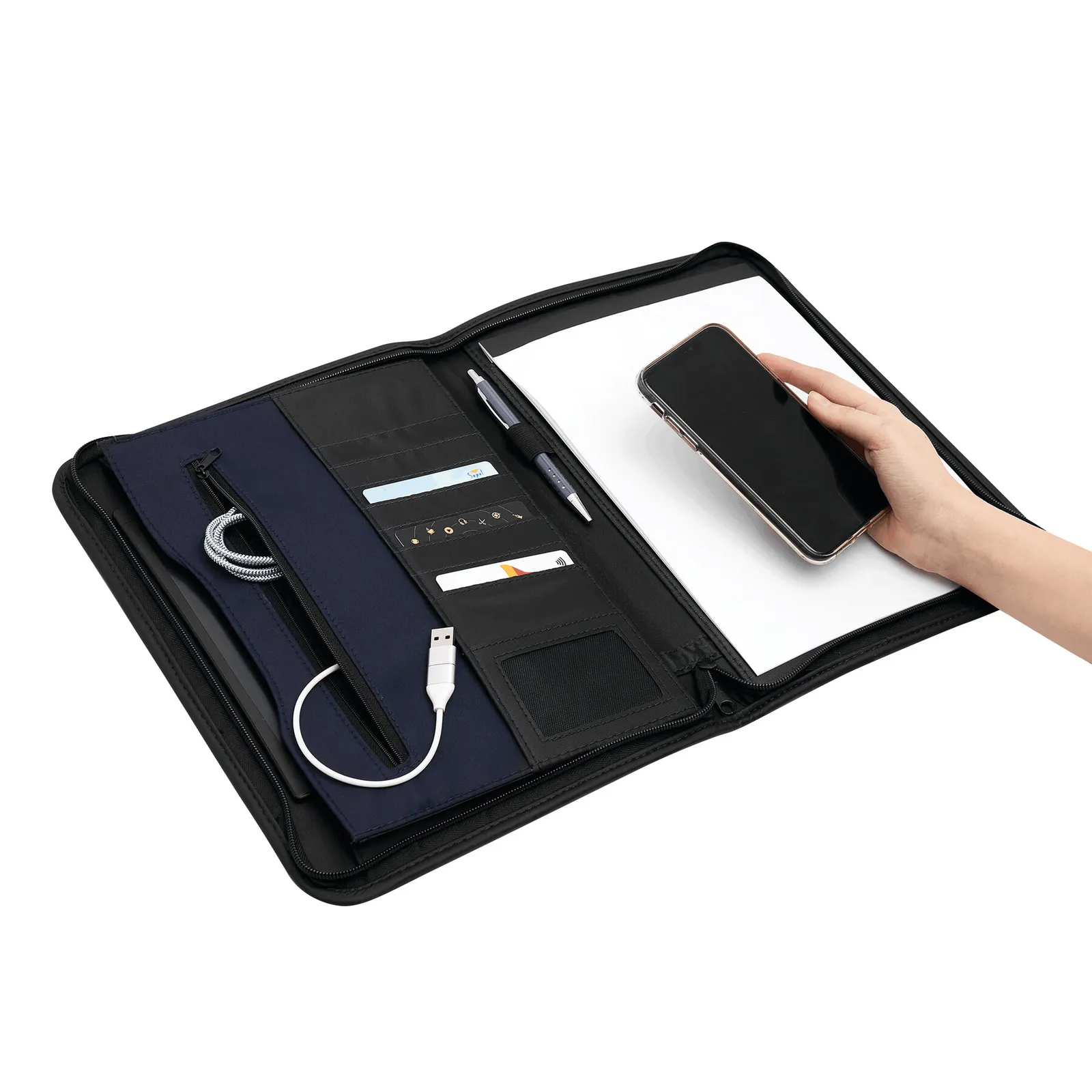AVANTI ZIP - Portfolio im DIN-A4-Format blau, schwarz, blau, schwarz – Bild 6