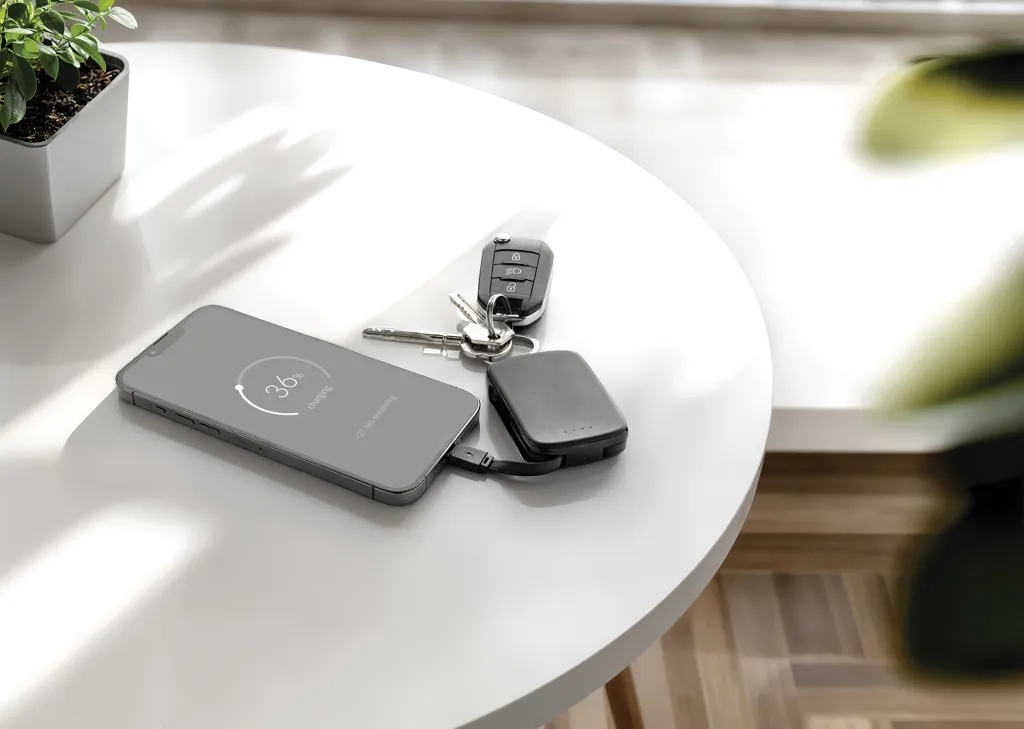 Nexo RCS Key-Chain-Powerbank 2.000mAh mit integr. Kabeln, schwarz – Bild 8