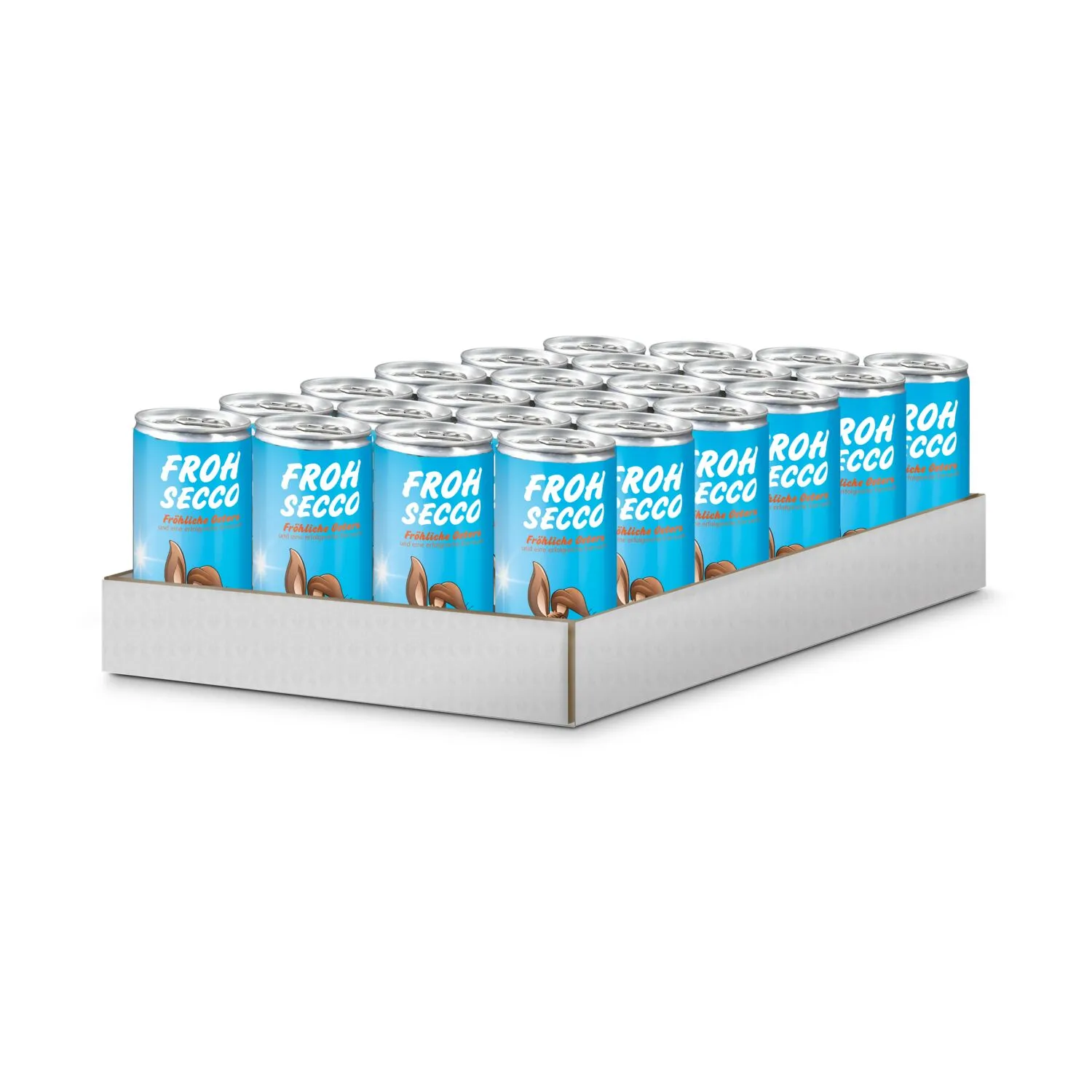 Geschenkartikel / Präsentartikel: Frohsecco Ostern - 24 x Promo Secco 0,2 l, Slimlinedose, blau – Bild 3